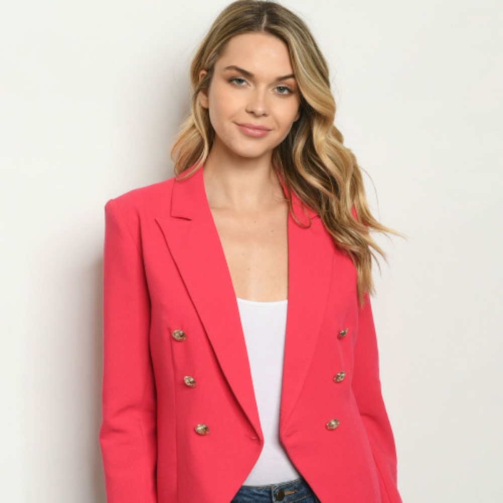 SALE🔥LAST 3! Double Lapel Button Blazer in Fuscia